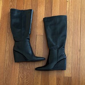 Madden Girl Black Wedge Knee-High Boots